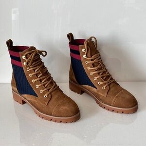 Cecelia New York Theo Knit Detail Lace-Up Boots